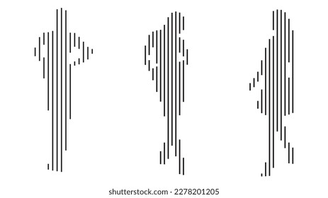 Silhouette of young womans, set, isolated vector illustration