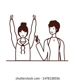 silhouette of young women on white background
