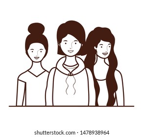silhouette of young women on white background