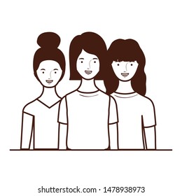 silhouette of young women on white background
