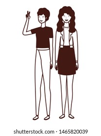 silhouette of young women standing on white background