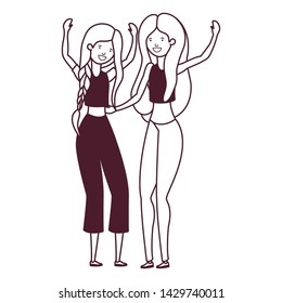 silhouette of young women in white background