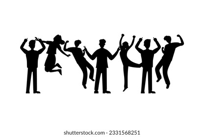 silhouette youth or teenager vector, International Youth Day Celebration, Friendly team, cooperation, friendship, Card with colorful crowd people