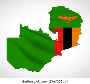 Silhouette of Zambia map filled with the Zambian flag design, symbolizing national pride, cultural heritage, and geographic identity.  
