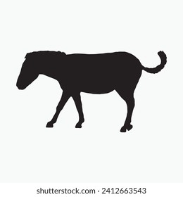 Silhouette of a zebra. Black zebra silhouette on white background