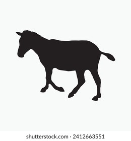 Silhouette of a zebra. Black zebra silhouette on white background