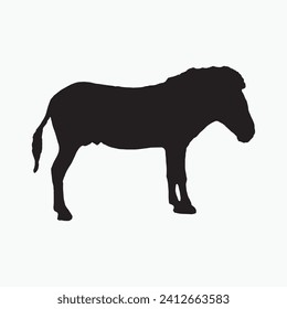 Silhouette of a zebra. Black zebra silhouette on white background