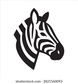 Silhouette Zebra head minimalist design black and white Vector illustration.