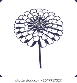 Silhueta de uma zinco com sobreposição de pétalas geométricas, vetor floral, vetor de silhueta de arte de linha geométrica