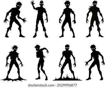 Silhouette of zombie halloween collection