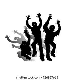 Silhouette of a zombie (Halloween), on a white background.Vector