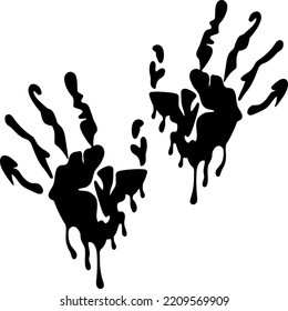 Silhouette Of Zombie Hand. Handprint Silhouette.