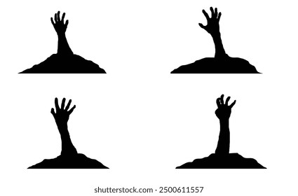 Silhouette of a Zombie Hand Showing out of the Grave. Seasonal national Halloween holiday concept vector