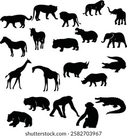 Silhouette Zoo Animals Set Bundle