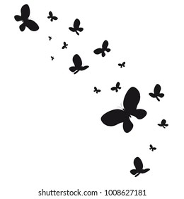 silhouette,beautiful butterflies, isolated on a white