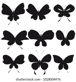 silhouette,beautiful butterflies, isolated on a white