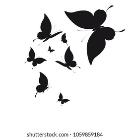 silhouette,beautiful butterflies, isolated on a white