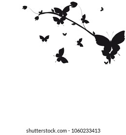 silhouette,beautiful butterflies, isolated on a white