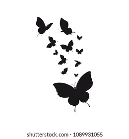 silhouette,beautiful butterflies, isolated on a white