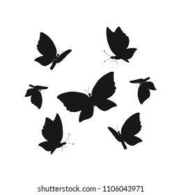 silhouette,beautiful butterflies, isolated on a white