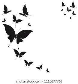 silhouette,beautiful butterflies, isolated on a white