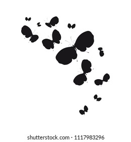 silhouette,beautiful butterflies, isolated on a white