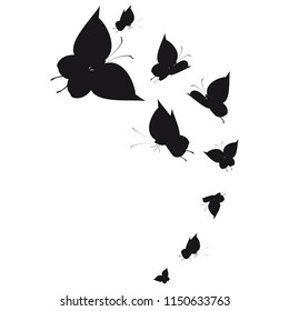 silhouette,beautiful butterflies, isolated on a white