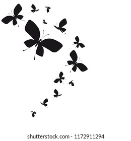 silhouette,beautiful butterflies, isolated on a white