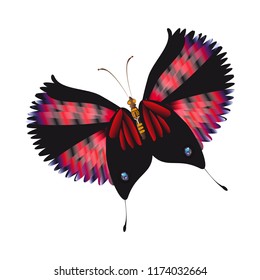 silhouette,beautiful butterflies, isolated on a white