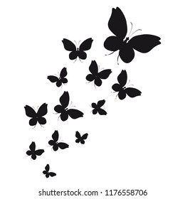 silhouette,beautiful butterflies, isolated on a white