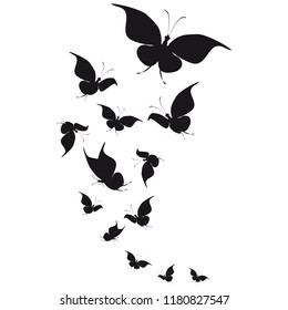 silhouette,beautiful butterflies, isolated on a white