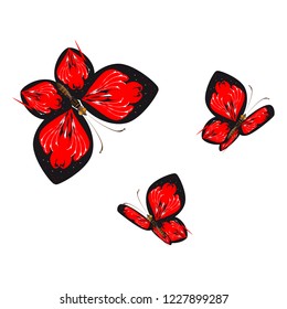 silhouette,beautiful butterflies, isolated on a white