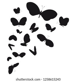 silhouette,beautiful butterflies, isolated on a white