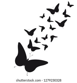 silhouette,beautiful butterflies, isolated on a white
