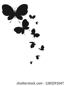 silhouette,beautiful butterflies, isolated on a white