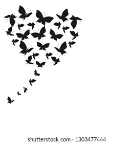 silhouette,beautiful butterflies, isolated on a white