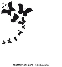 silhouette,beautiful butterflies, isolated on a white