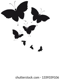 silhouette,beautiful butterflies, isolated on a white