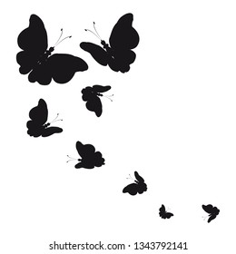 silhouette,beautiful butterflies, isolated on a white