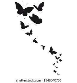 silhouette,beautiful butterflies, isolated on a white