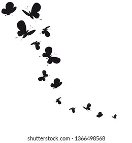 silhouette,beautiful butterflies, isolated on a white