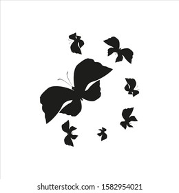 silhouette,beautiful butterflies, isolated on a white
