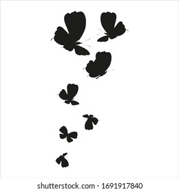 silhouette,beautiful butterflies, isolated on a white