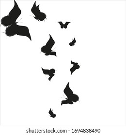 silhouette,beautiful butterflies, isolated on a white