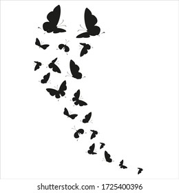 silhouette,beautiful butterflies, isolated on a white