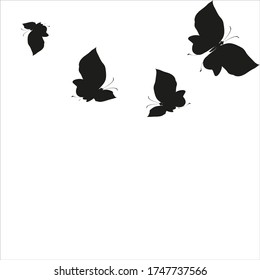 silhouette,beautiful butterflies, isolated on a white