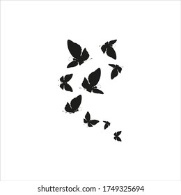 silhouette,beautiful butterflies, isolated on a white