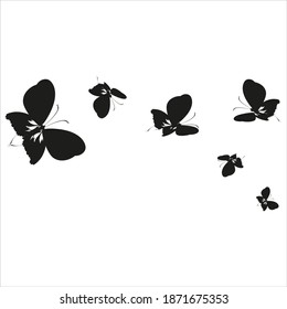 silhouette,beautiful butterflies, isolated on a white