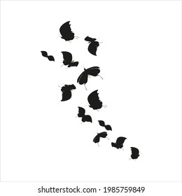 silhouette,beautiful butterflies, isolated on a white