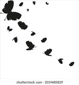 silhouette,beautiful butterflies, isolated on a white